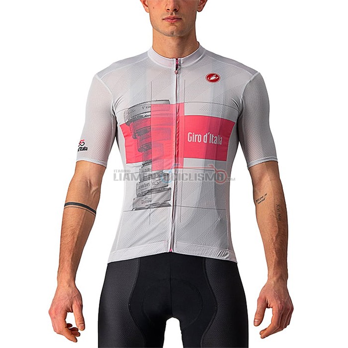Abbigliamento Ciclismo Giro d'Italia Manica Corta 2021 Bianco Rosa